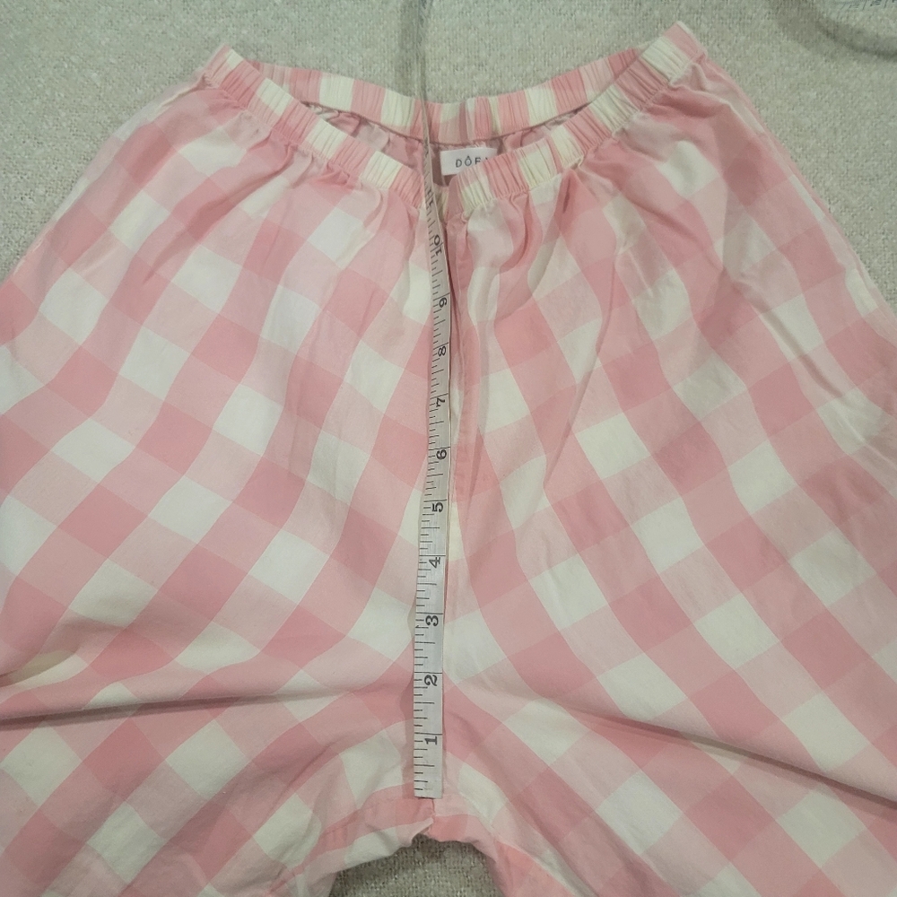 DÔEN Paz Pajama Set in Rosette Gingham Pink White Organic Cotton XS Cottagecore - Picture 14 of 17